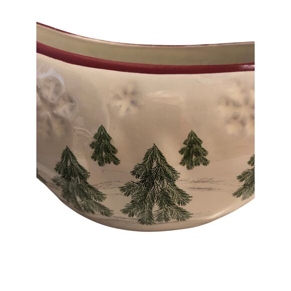 Gravy Bowl With Evergreen Trees Embossed St Nicholas 16oz - Picture 5 of 6